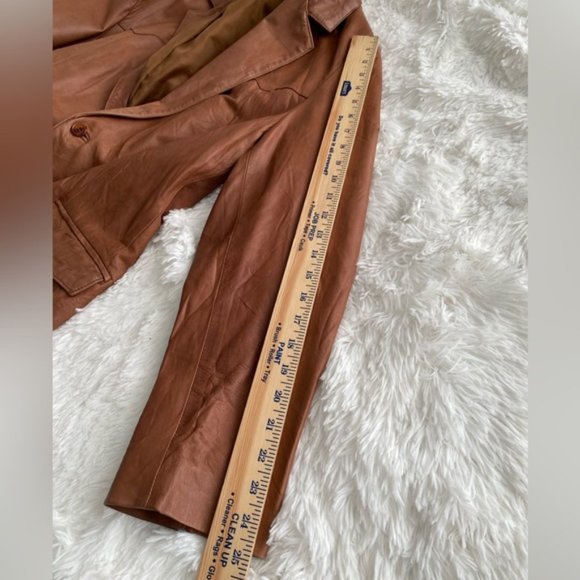 Scully VTG Genuine Leather Jacket Blazer Tan Cognac Sport Coat Lined Size 42 R - Picture 7 of 16